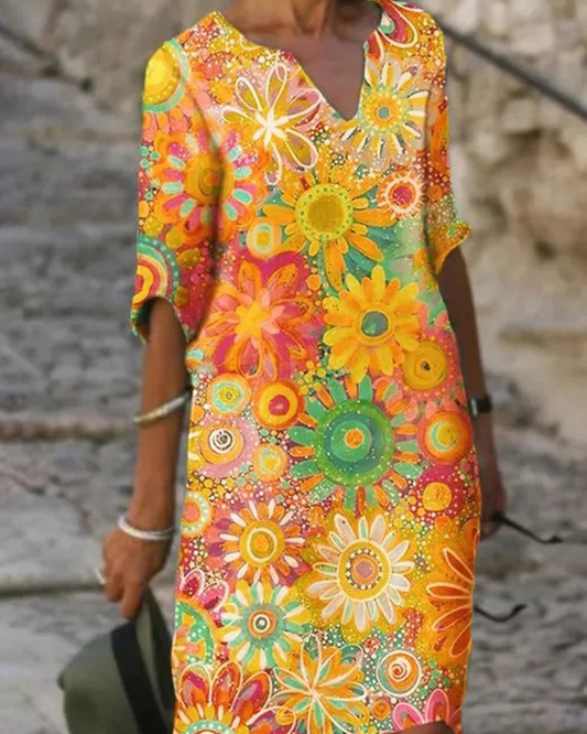 Jada | Women's Floral Boho Midi Dress