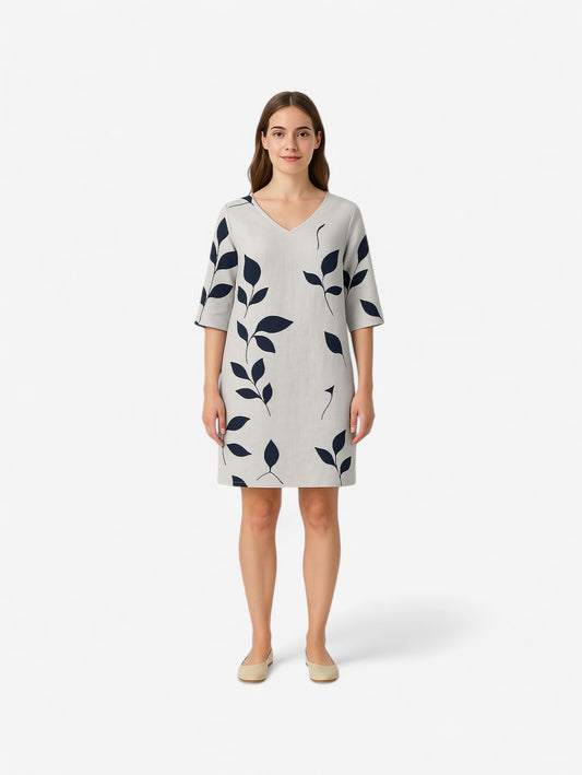 Jada | Women's Casual Print V Neck Wedding Guest Midi Dress