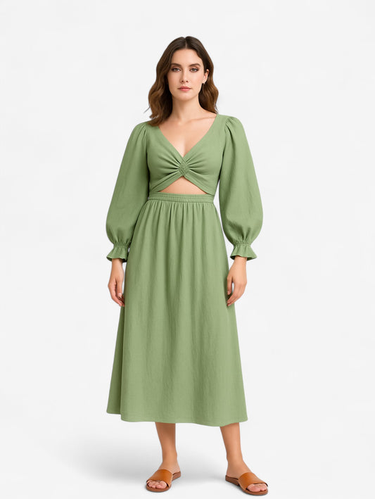 Jada | Women's Wrap Cutout Maxi Dress with Smocked Waist