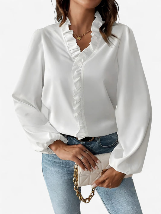 Jada | Women's Long Sleeve Loose Ruffle Shirt Top