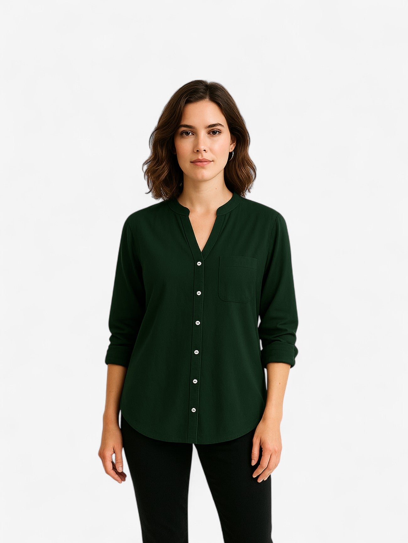 Jada | Women's Casual V Neck Long Sleeve Button Down Blouse