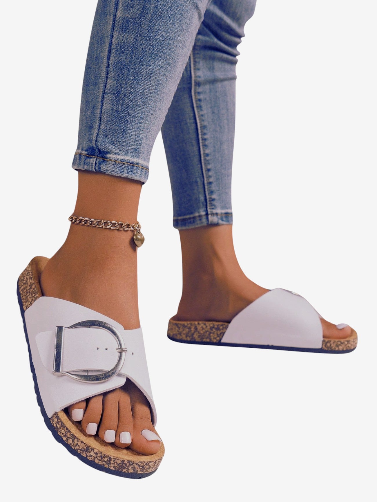 Jada | Women's Buckle Strap Slip On Slippers