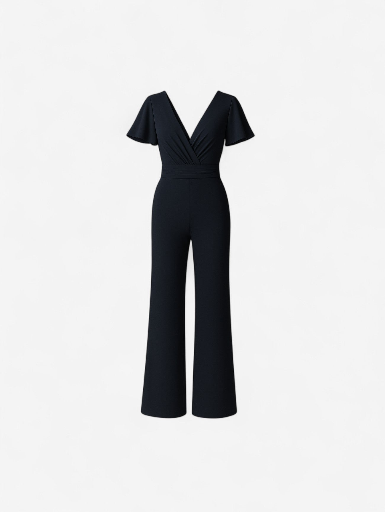 Jada | Women’s Casual V Neck Wide Leg Short Sleeve Jumpsuit