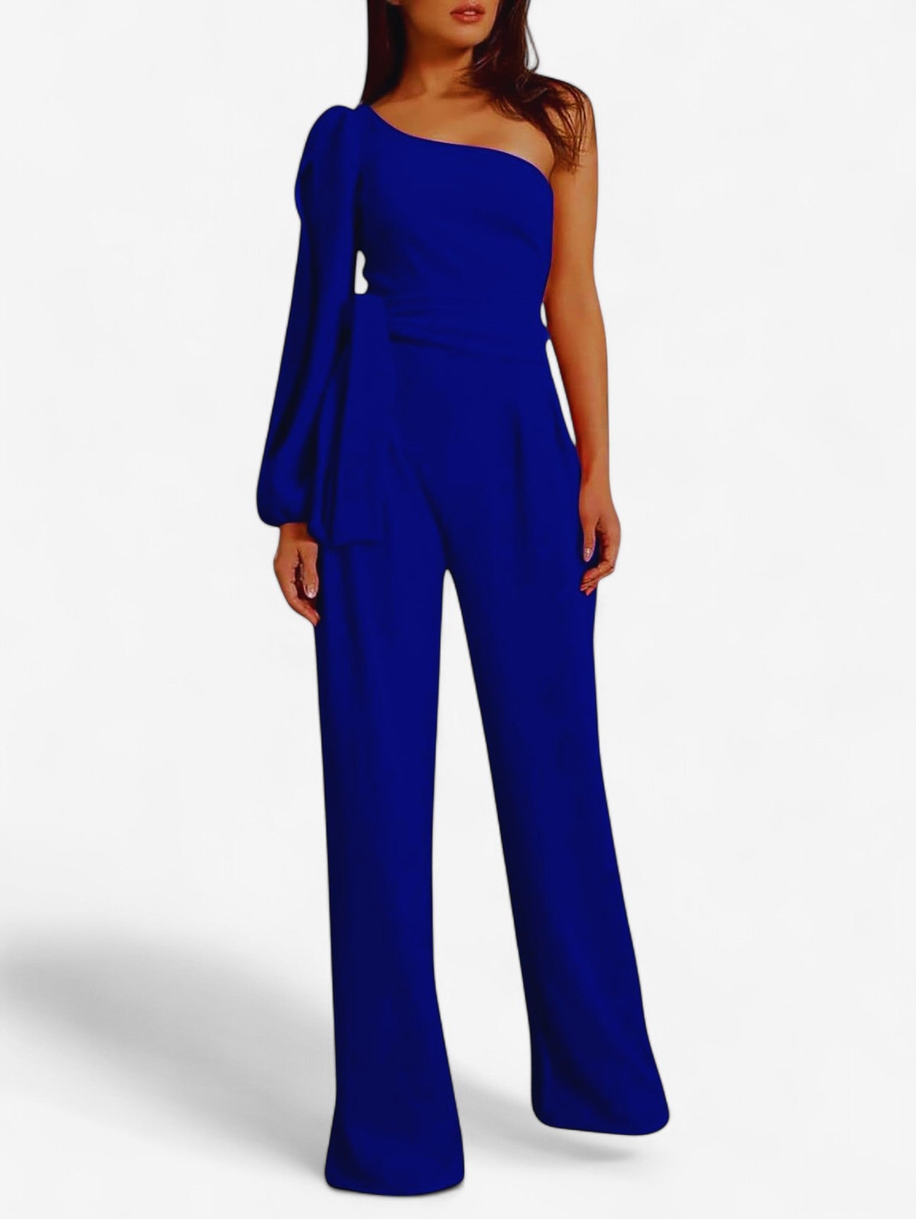 Jada | Women's One Shoulder Long Sleeve Wide Leg Jumpsuit