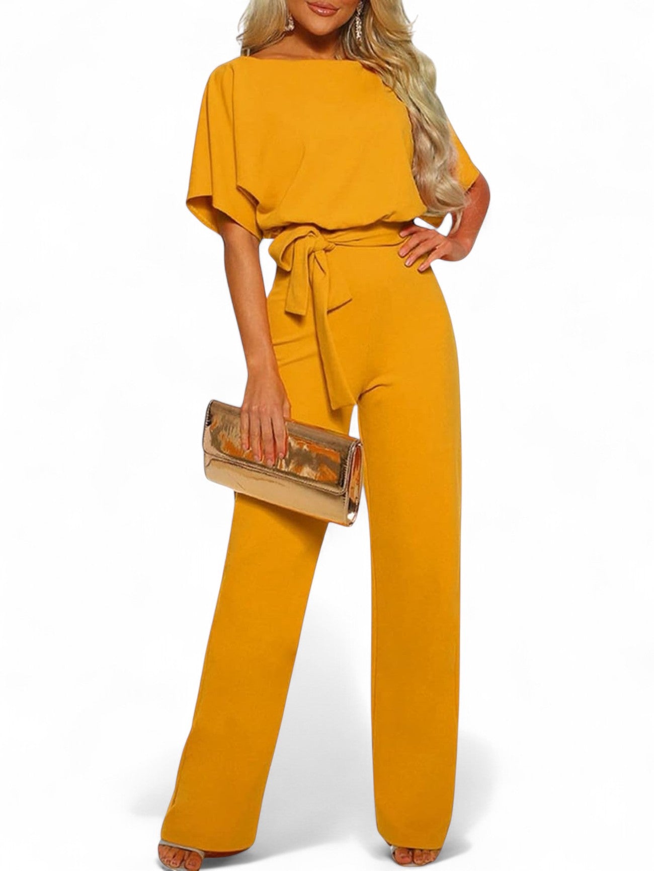 Jada | Women's Elegant Short Sleeve Wide Leg Jumpsuit
