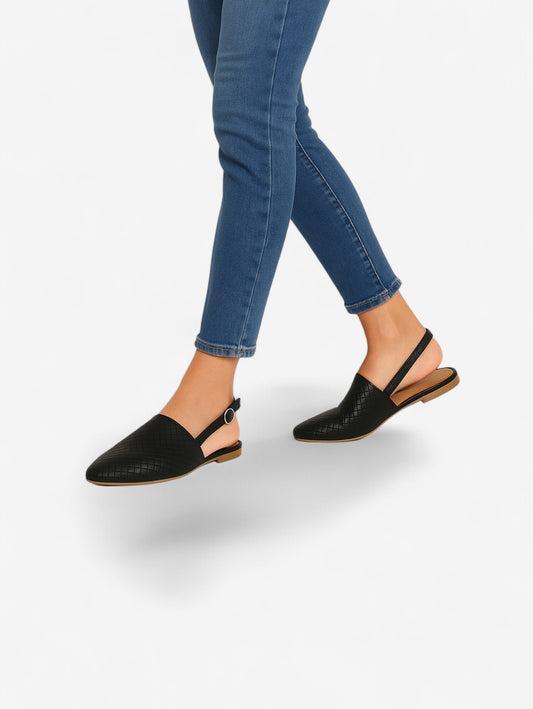 Jada | Women's Casual Woven Pointed Toe Slip On Flat Sandals