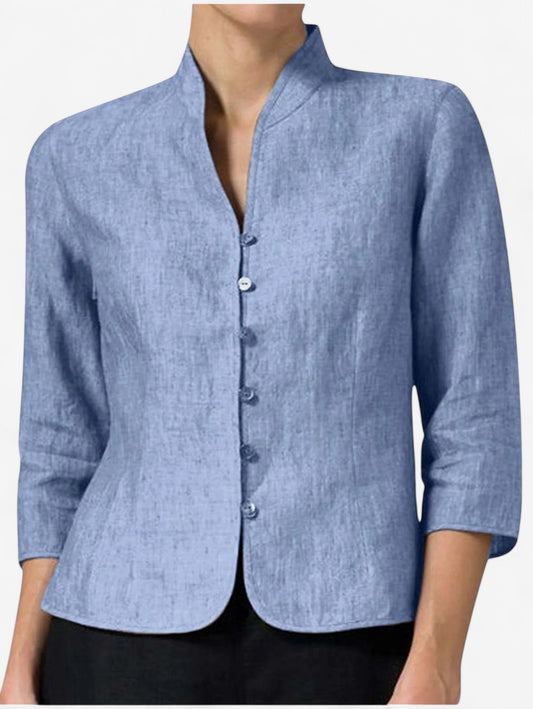 Jada | Women's Button Down Mandarin Collar Blouse Top
