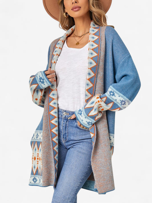 Jada | Women's Aztec Knitted Open Front Cardigan Sweater