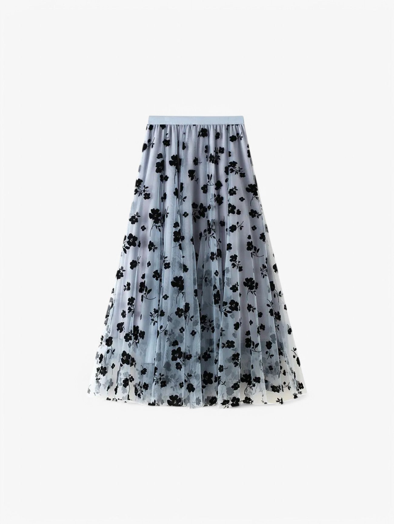 Jada | Women's Sheer Floral Mesh Pleated A-Line Skirt