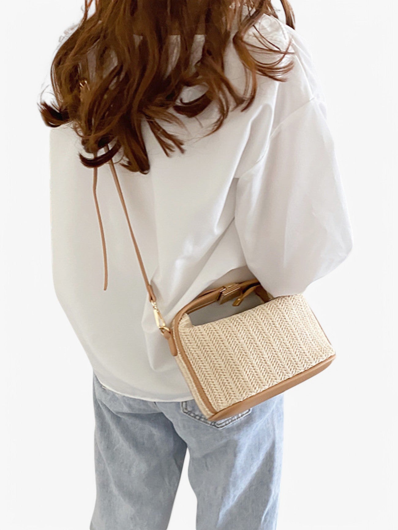 Jada | Women's Handmade Knitted Straw Rattan Shoulder Bag Handbag