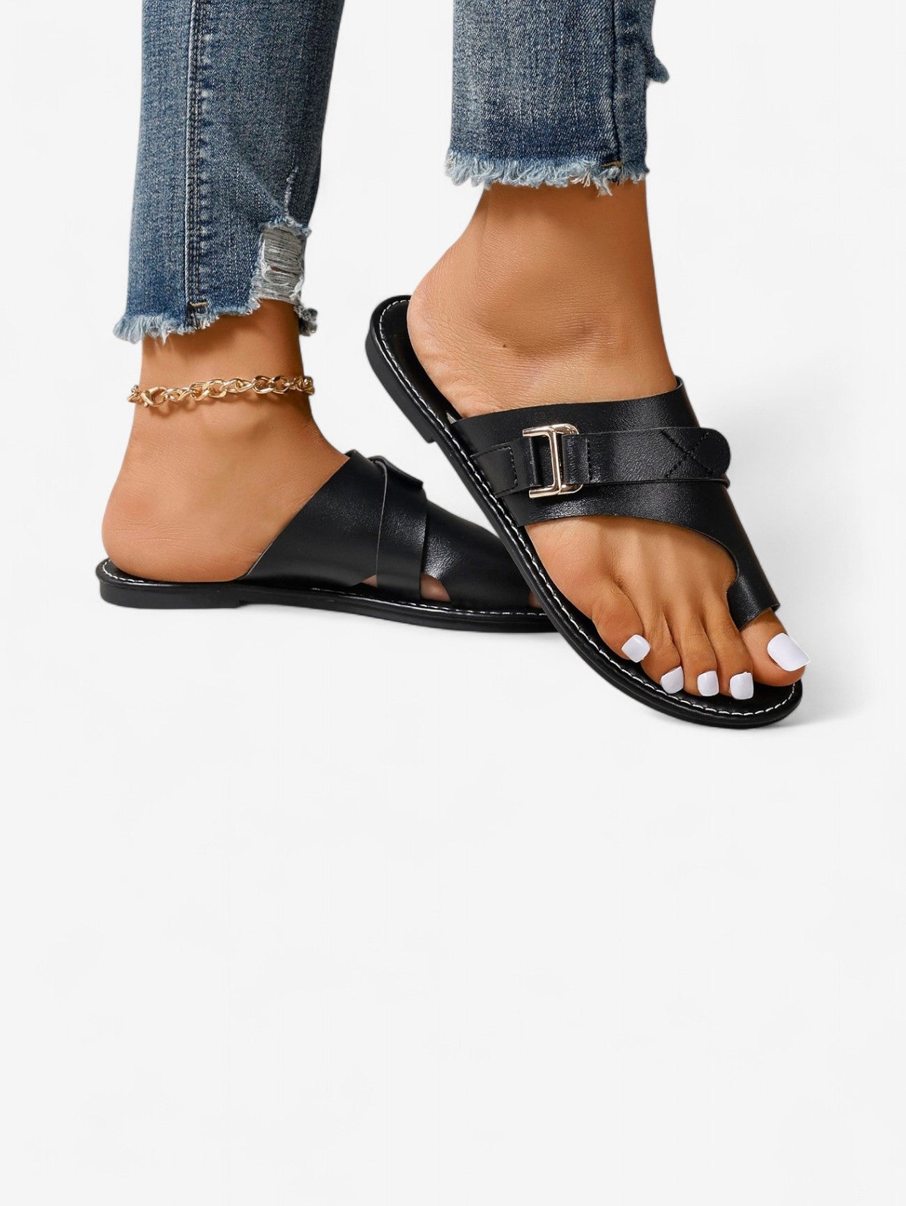 Jada | Women's Flat Open Toe Slide Sandals
