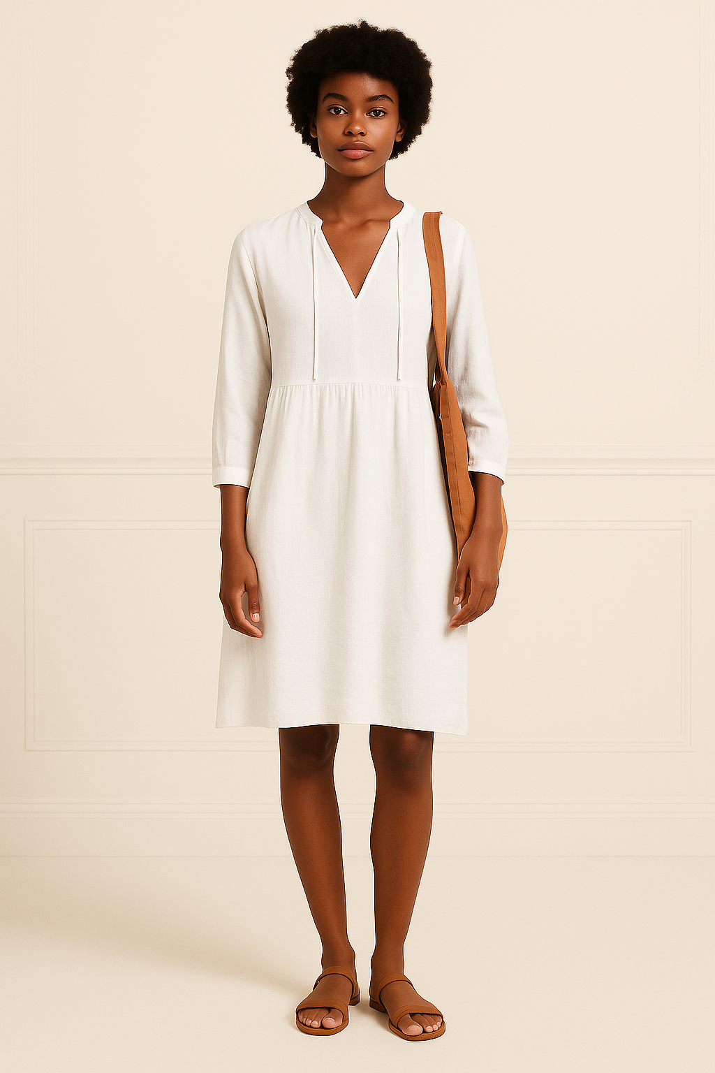 Jada | Women's Modest V Neck Smock Dress