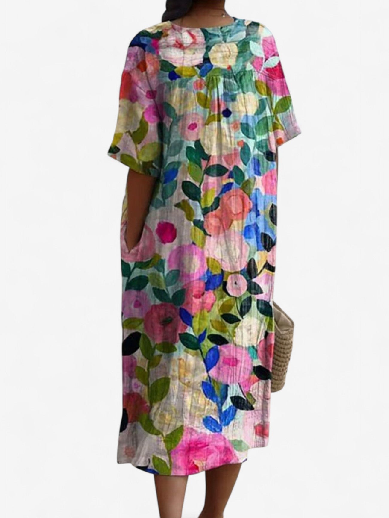 Jada | Women's Loose Fit V Neck Floral Midi Dress