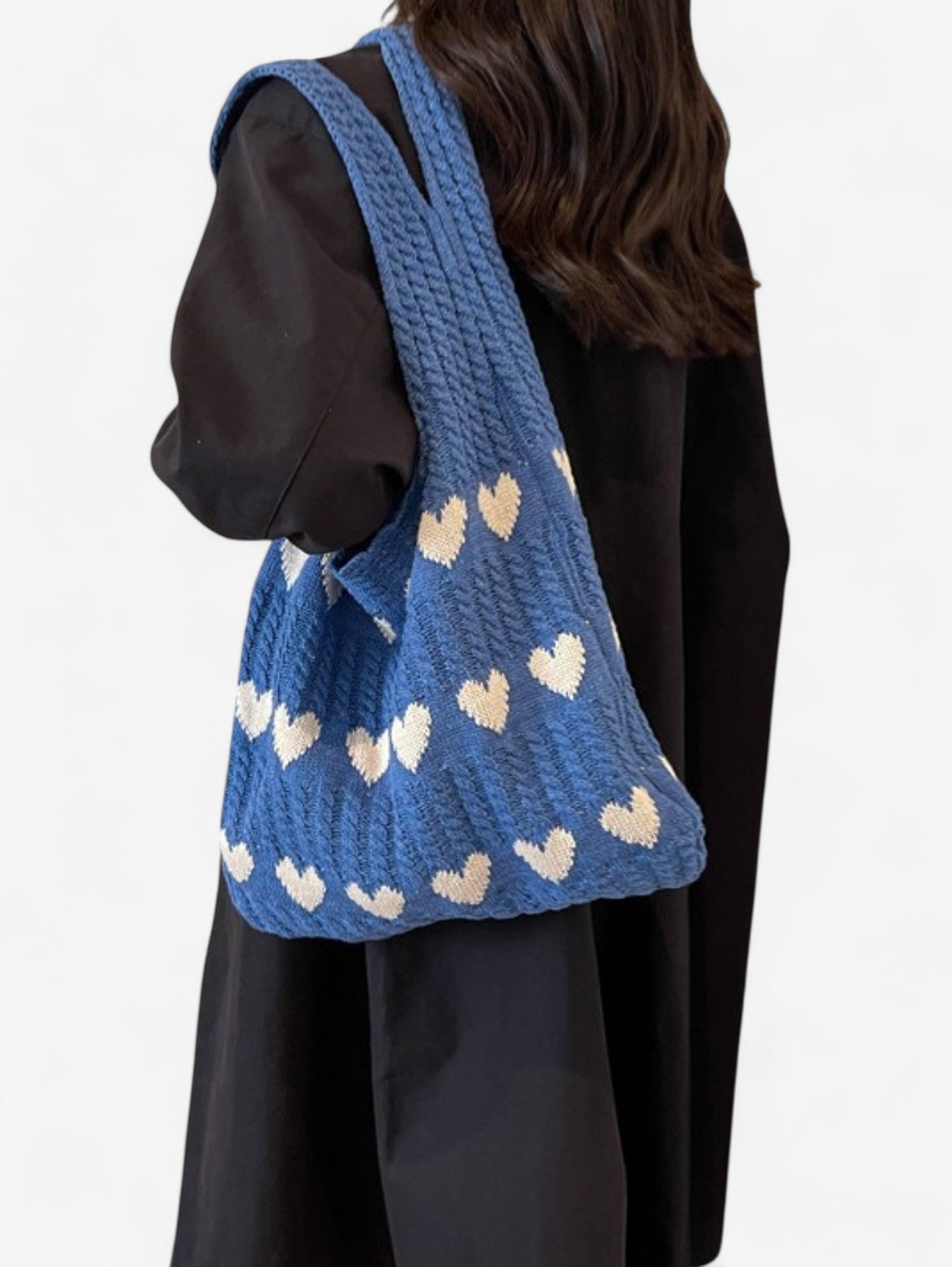 Jada | Women's Large Soft Crochet Heart Tote Bag