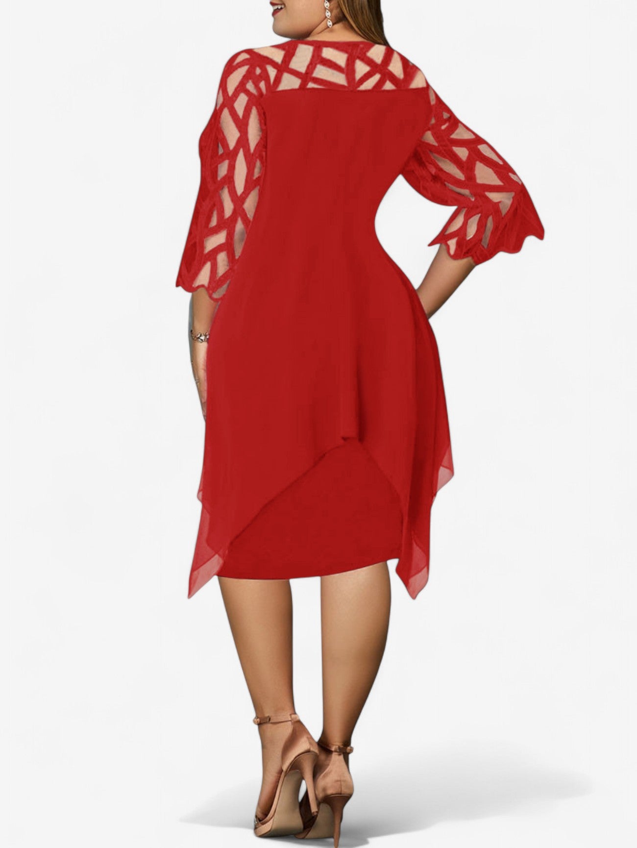 Jada | Women's Elegant Plus Size Layered Sleeve Midi Dress