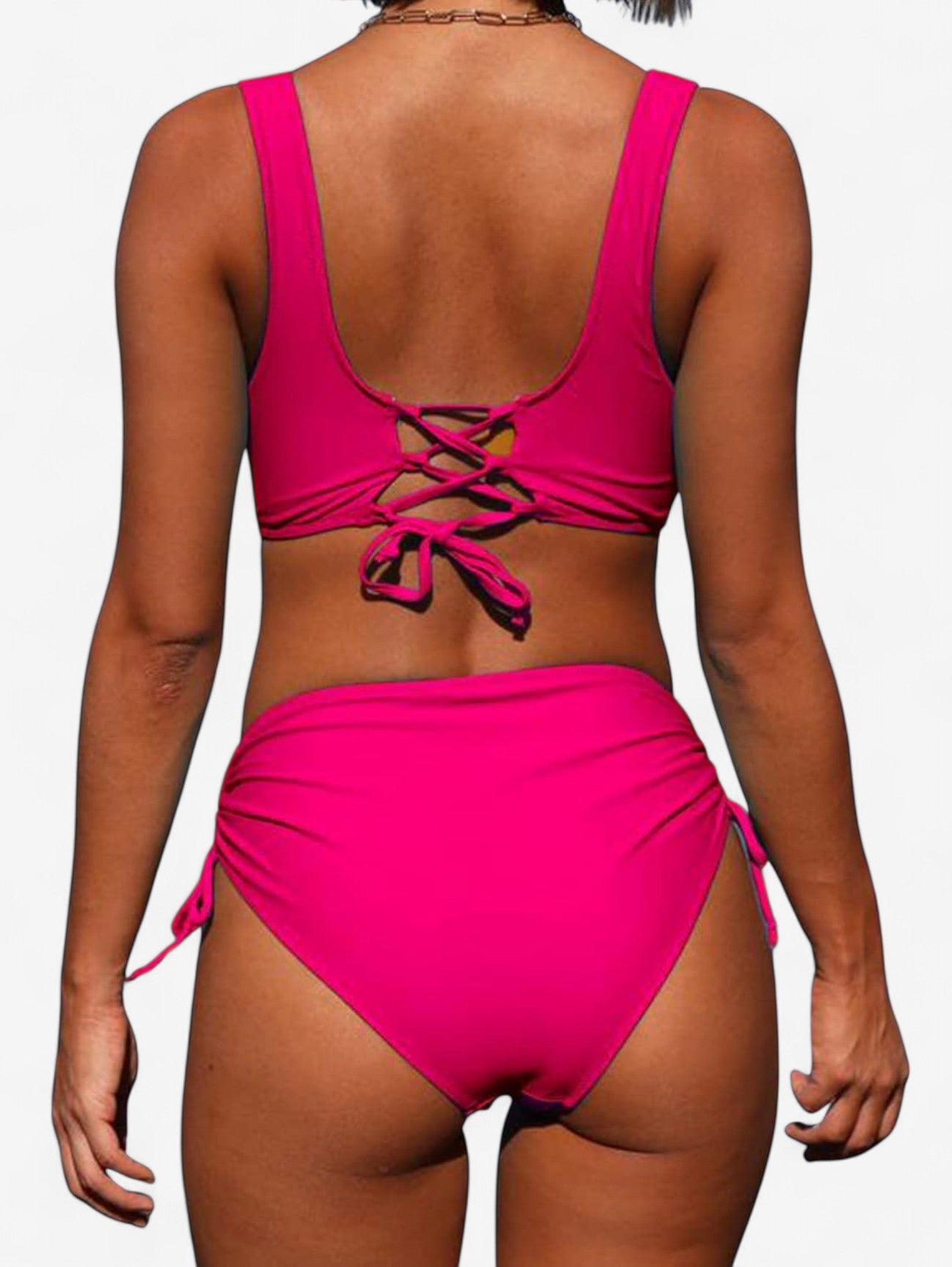 Jada | Women's 2 Piece Lace Up Back High Waisted Bikini Set