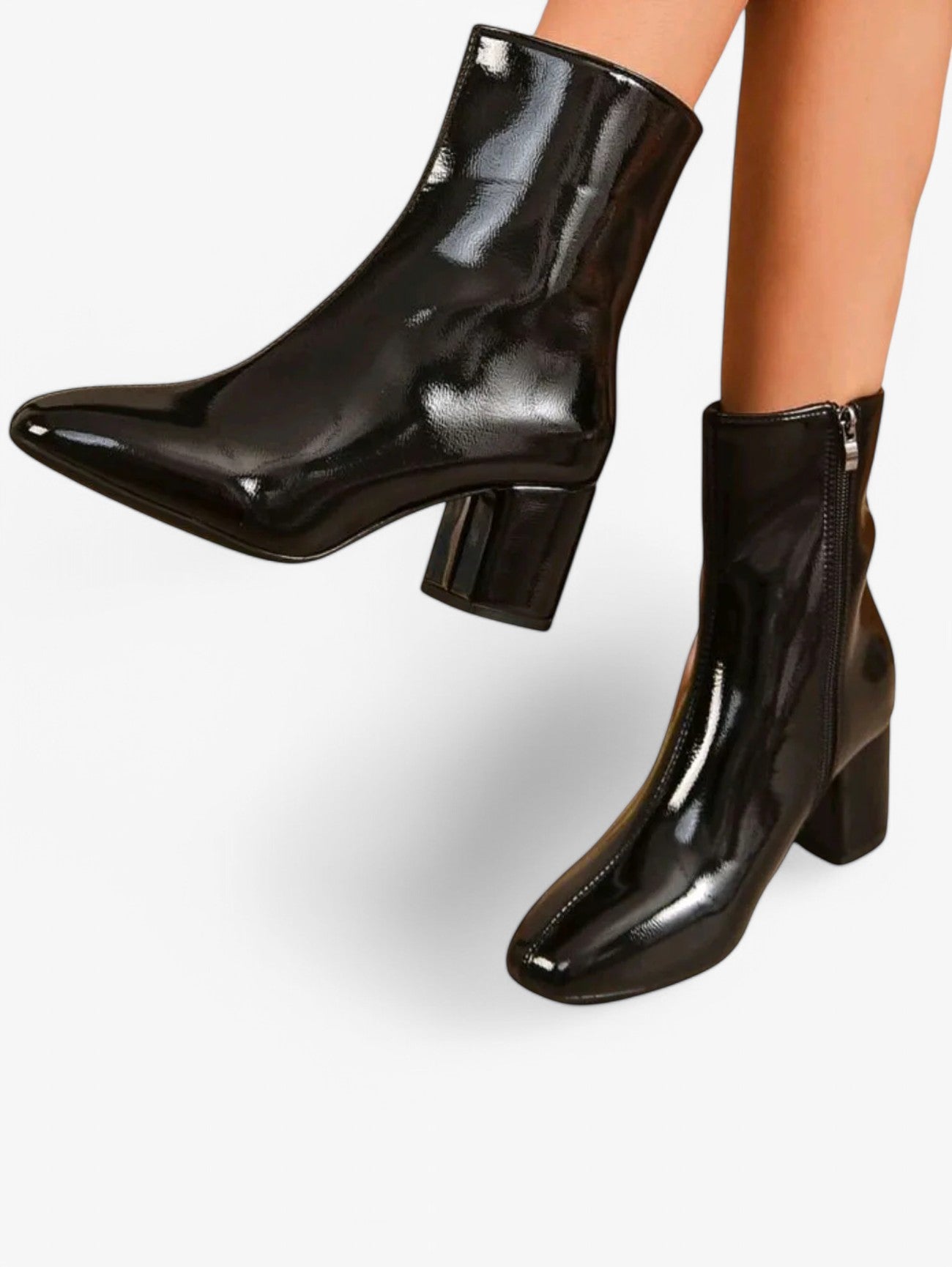 Jada | Women's Elegant Western Ankle Boots Pointed Toe Side Zipper Block Heel