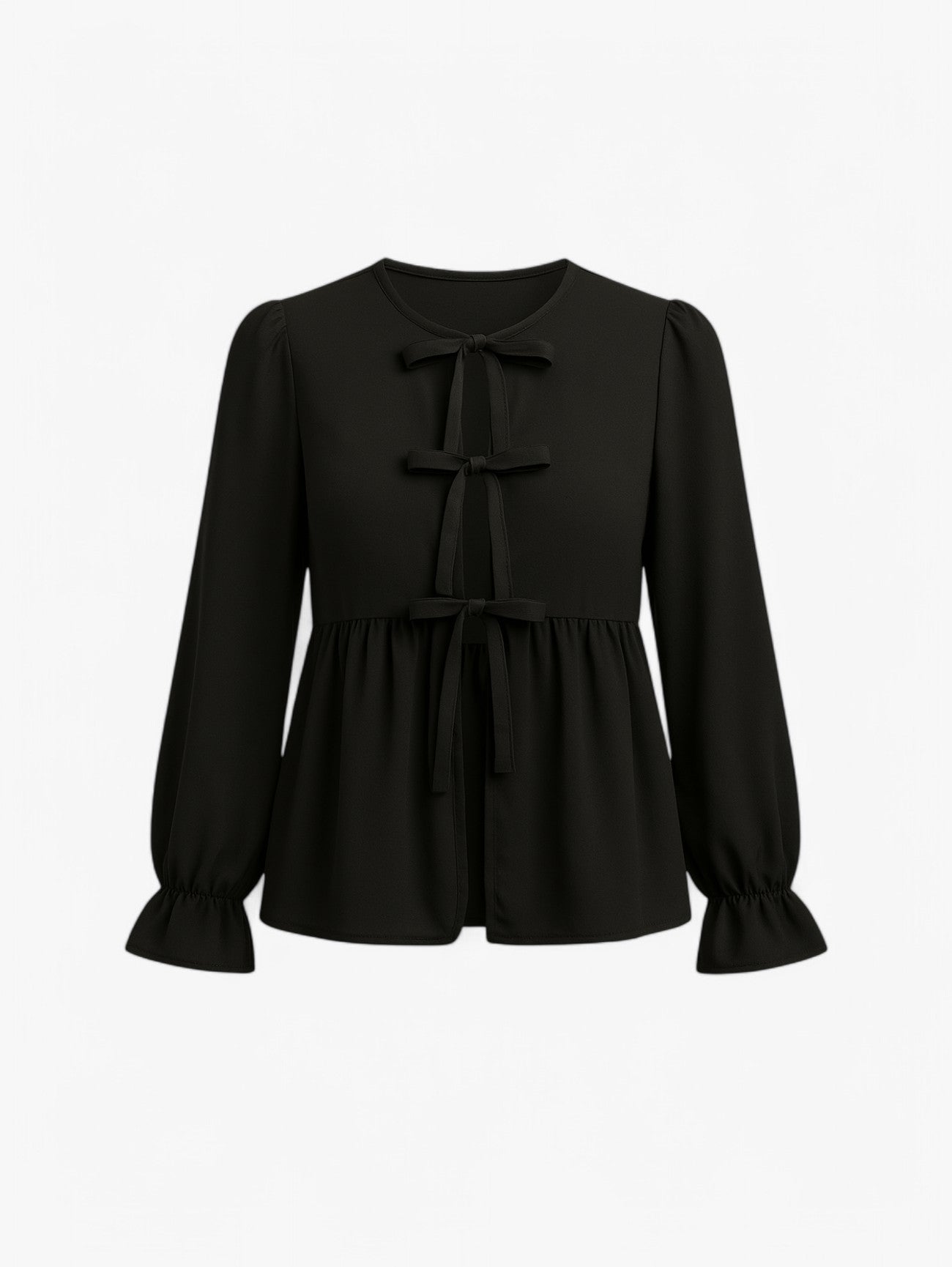 Jada | Women’s Long Sleeve Sheer Chiffon Tie Neck Blouse Top