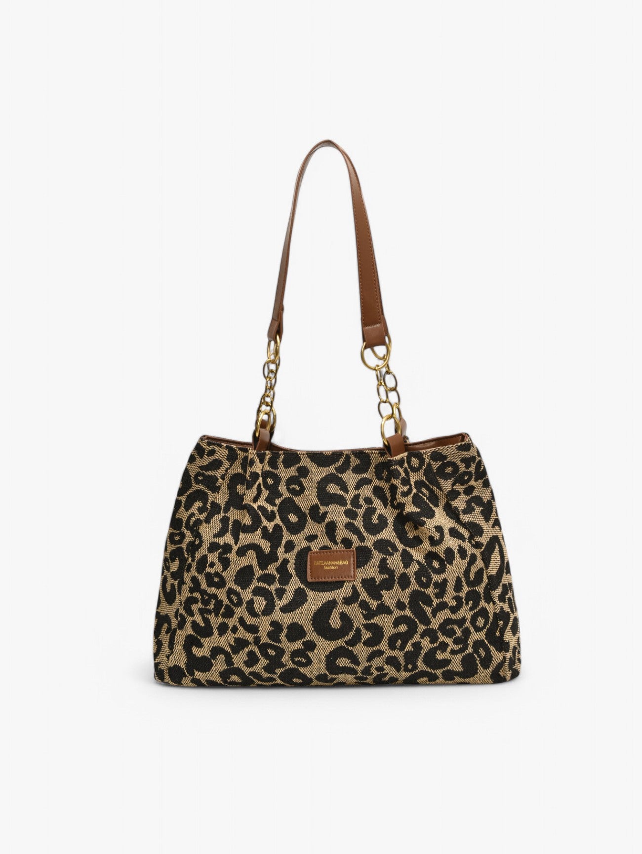 Jada | Women's Leopard Print Shoulder Bag Tote Bag Gold Chain Details