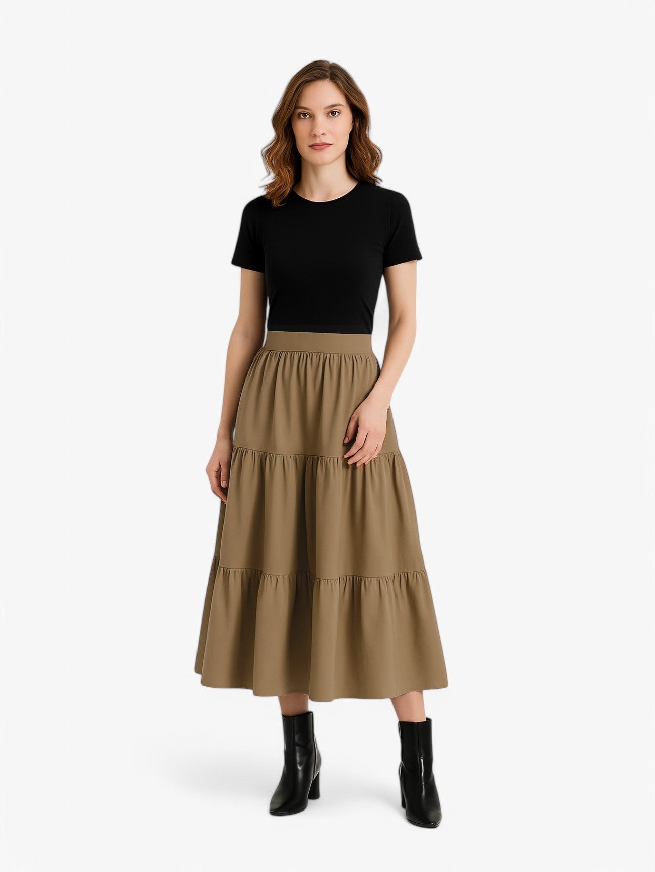 Jada | Women's Boho Pleated A-Line Midi Skirt