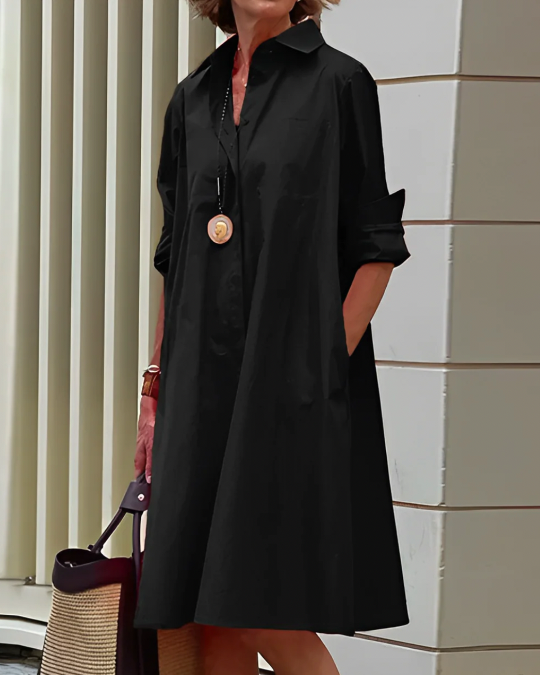 Jada | Women's Casual Shirt Collar Midi Dress