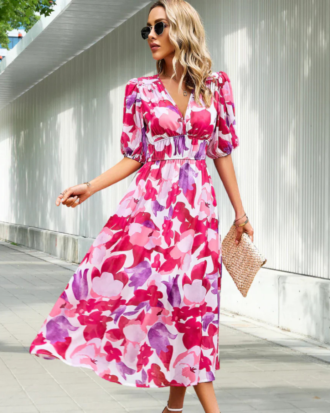 Jada | Women's V Neck Wedding Guest Wrap Maxi Dress