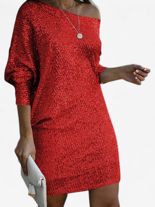 Jada | Women's Off Shoulder Long Sleeve Sequin Mini Dress