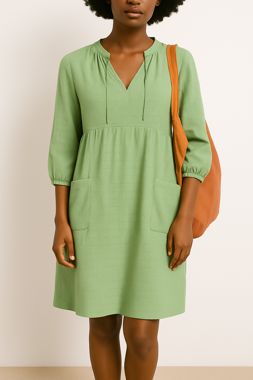 Jada | Women's Modest V Neck Smock Dress