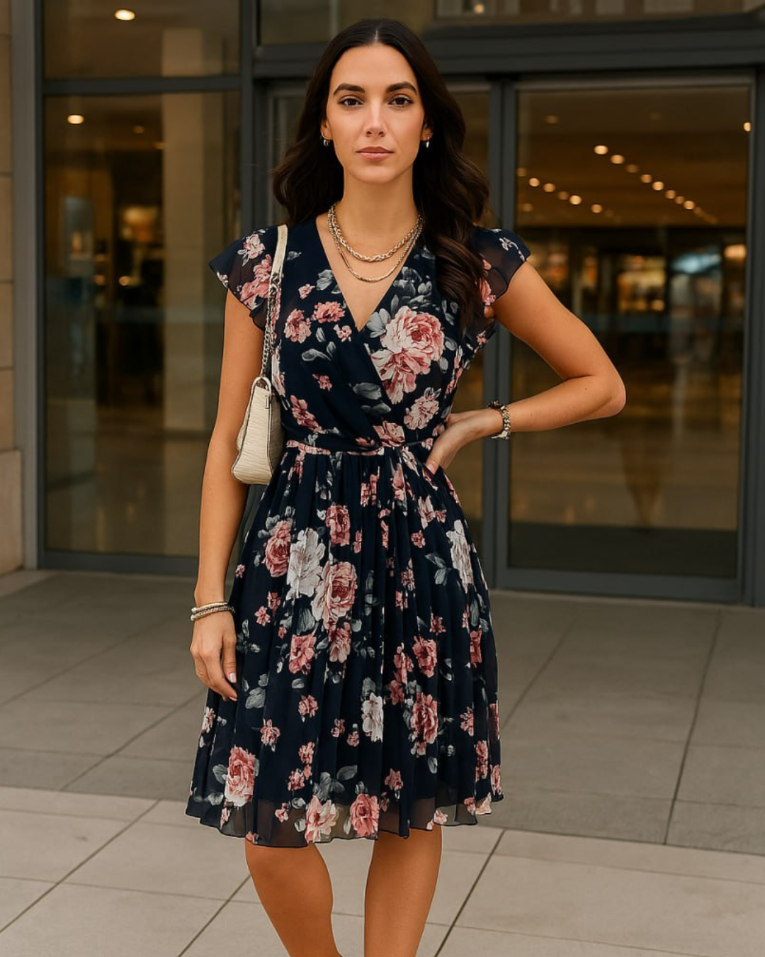 Jada | Women's Floral Pleated Wedding Guest Midi Dress