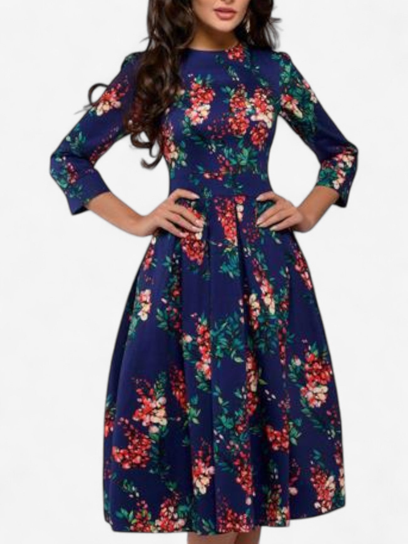 Jada | Women’s Summer Wedding Guest Formal Floral Midi Dress