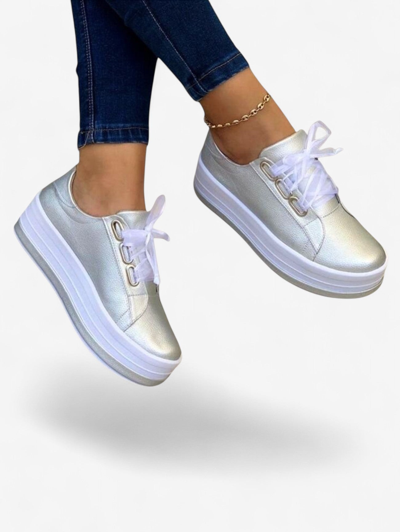 Jada | Women’s Casual Platform Sneakers Slip On Lace Up