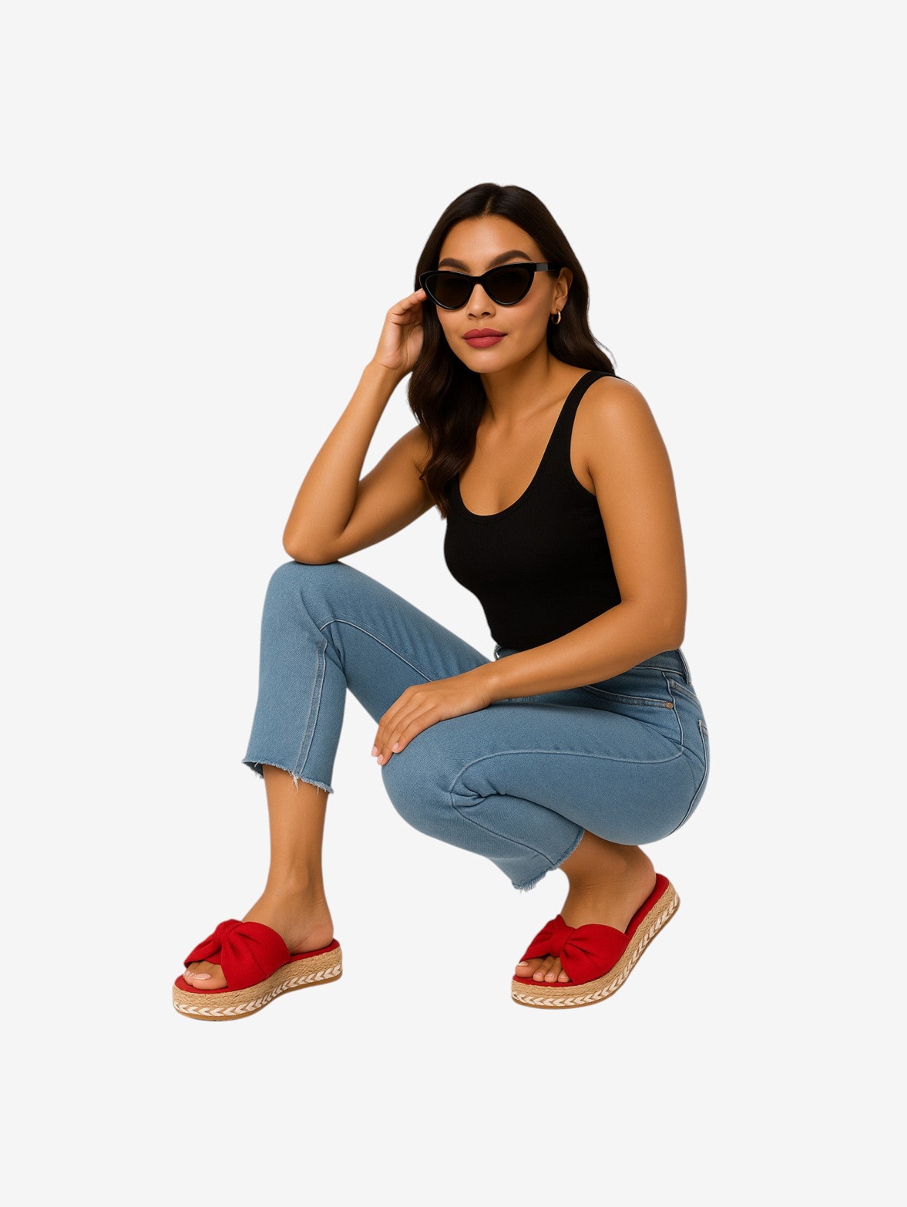 Jada | Women's Summer Slip On Platform Wedge Sandals with Bow Detail