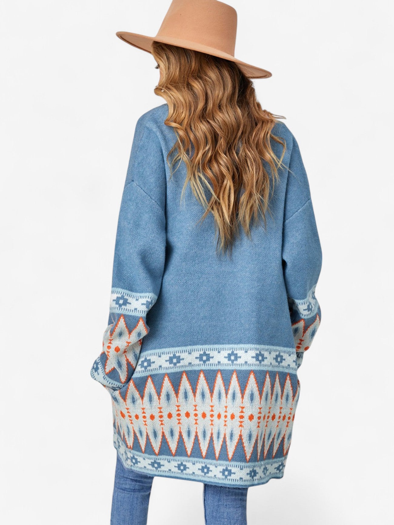 Jada | Women's Aztec Knitted Open Front Cardigan Sweater