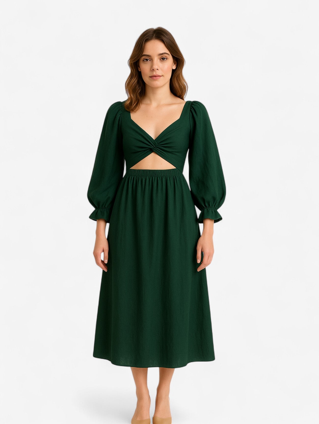 Jada | Women's Wrap Cutout Maxi Dress with Smocked Waist