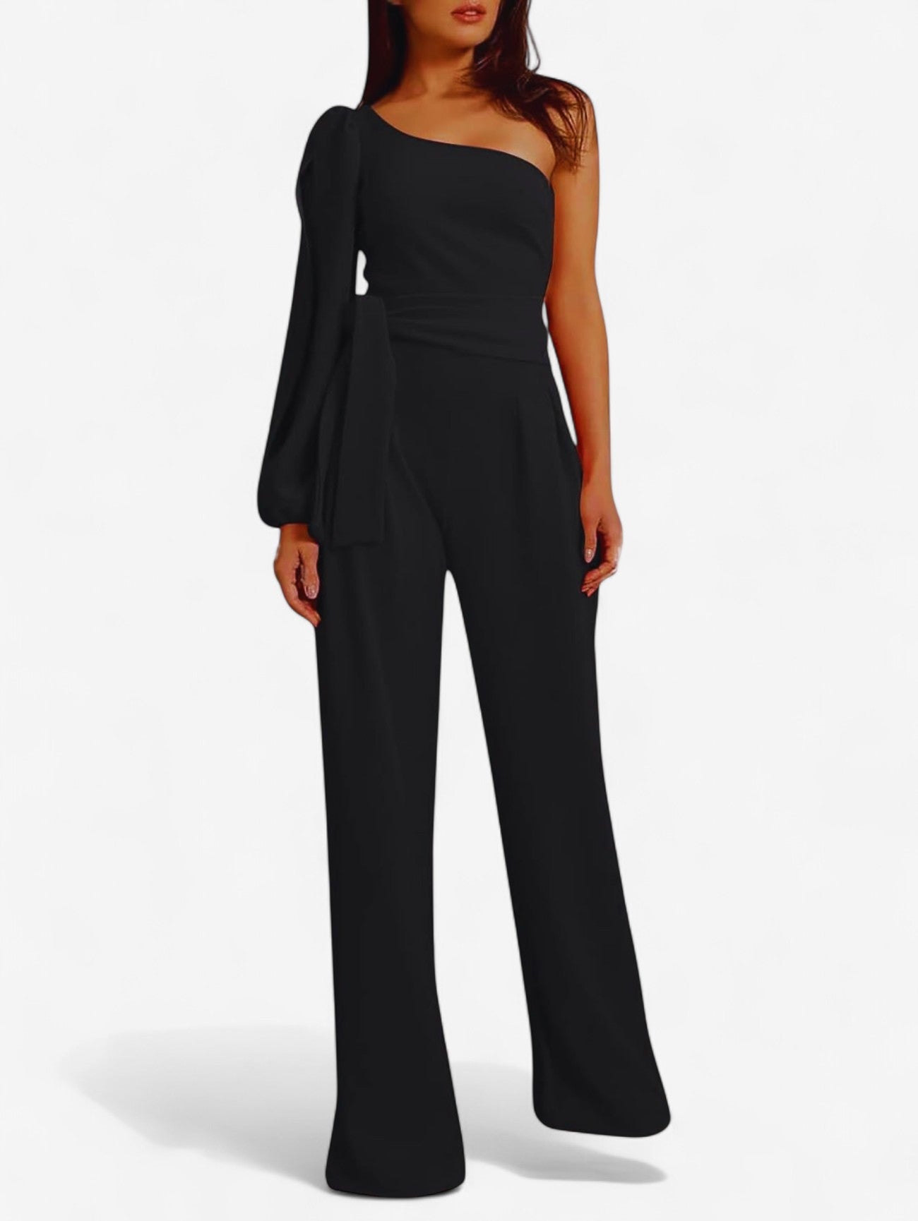 Jada | Women's One Shoulder Long Sleeve Wide Leg Jumpsuit
