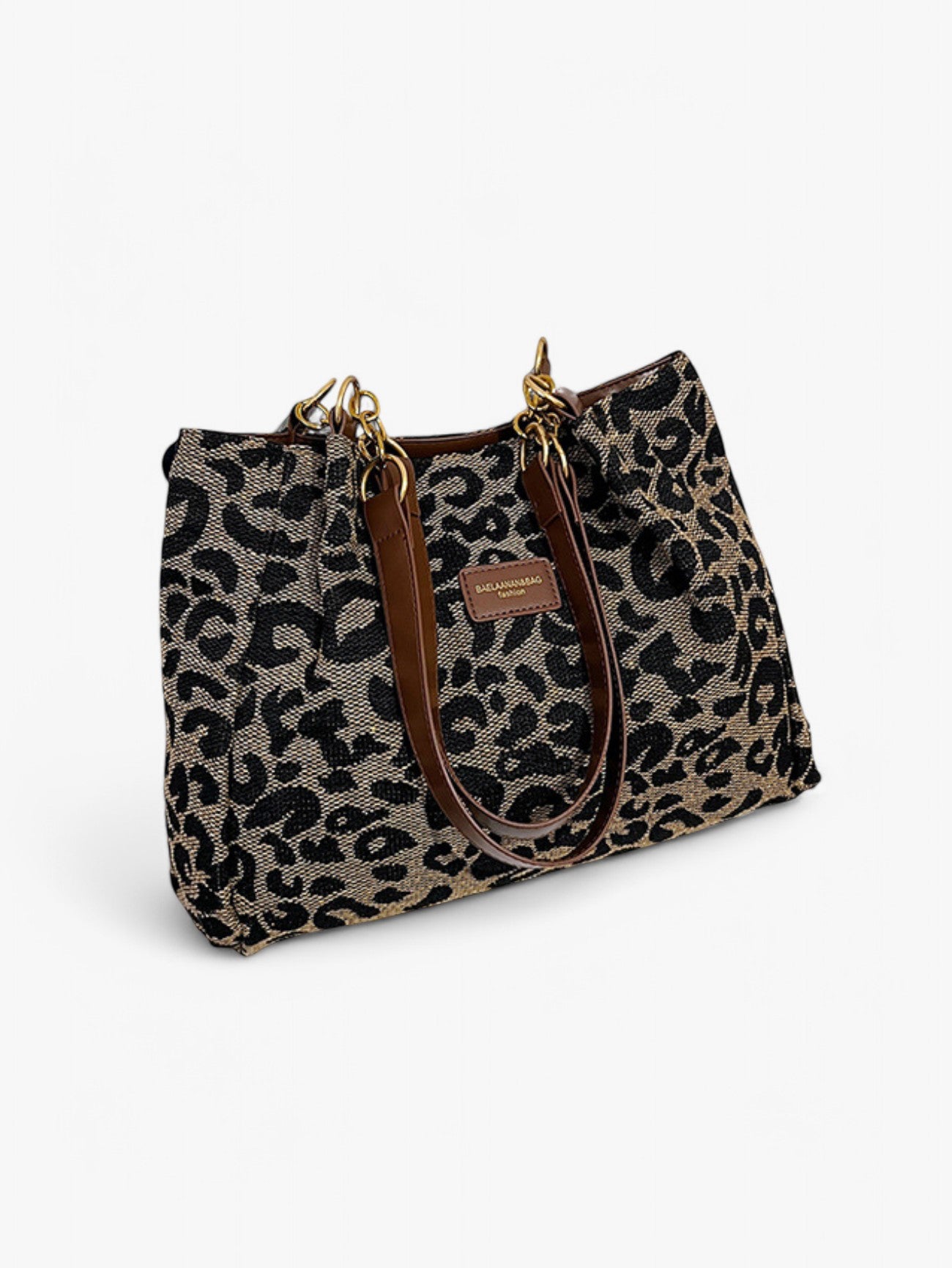 Jada | Women's Leopard Print Shoulder Bag Tote Bag Gold Chain Details