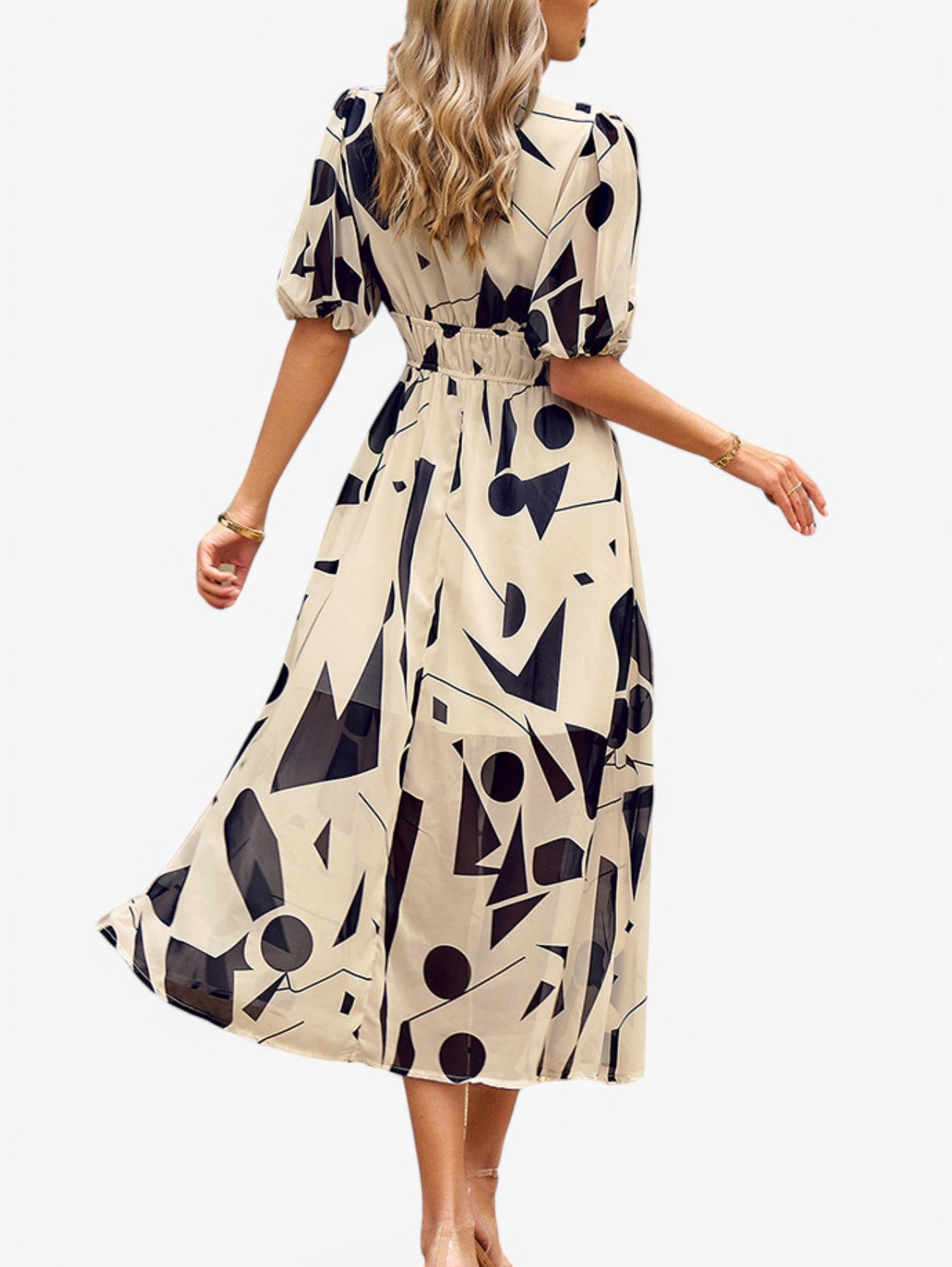 Jada | Women's Floral V-Neck Short Sleeve Summer Midi Dress