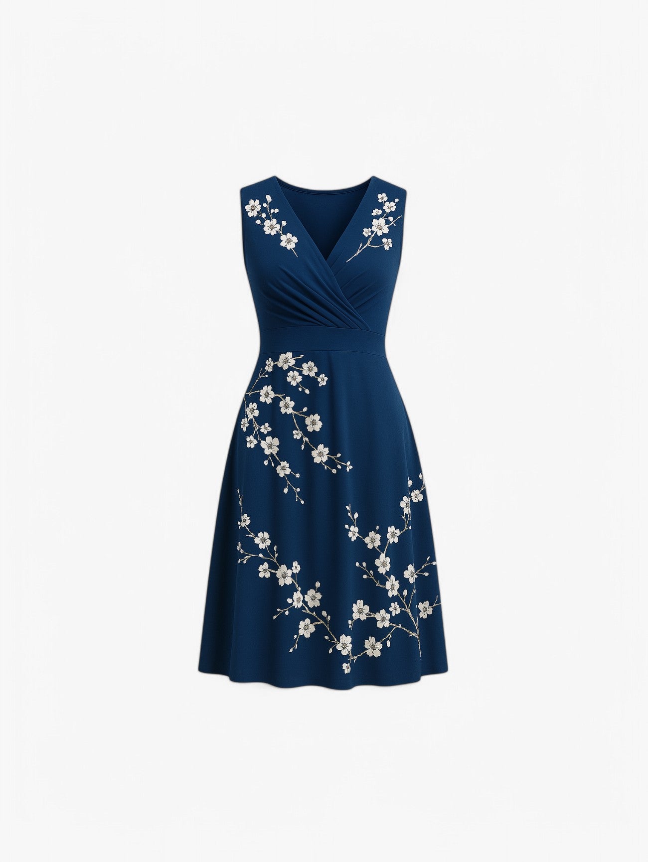 Jada | Women's Sleeveless V Neck A Line Midi Dress