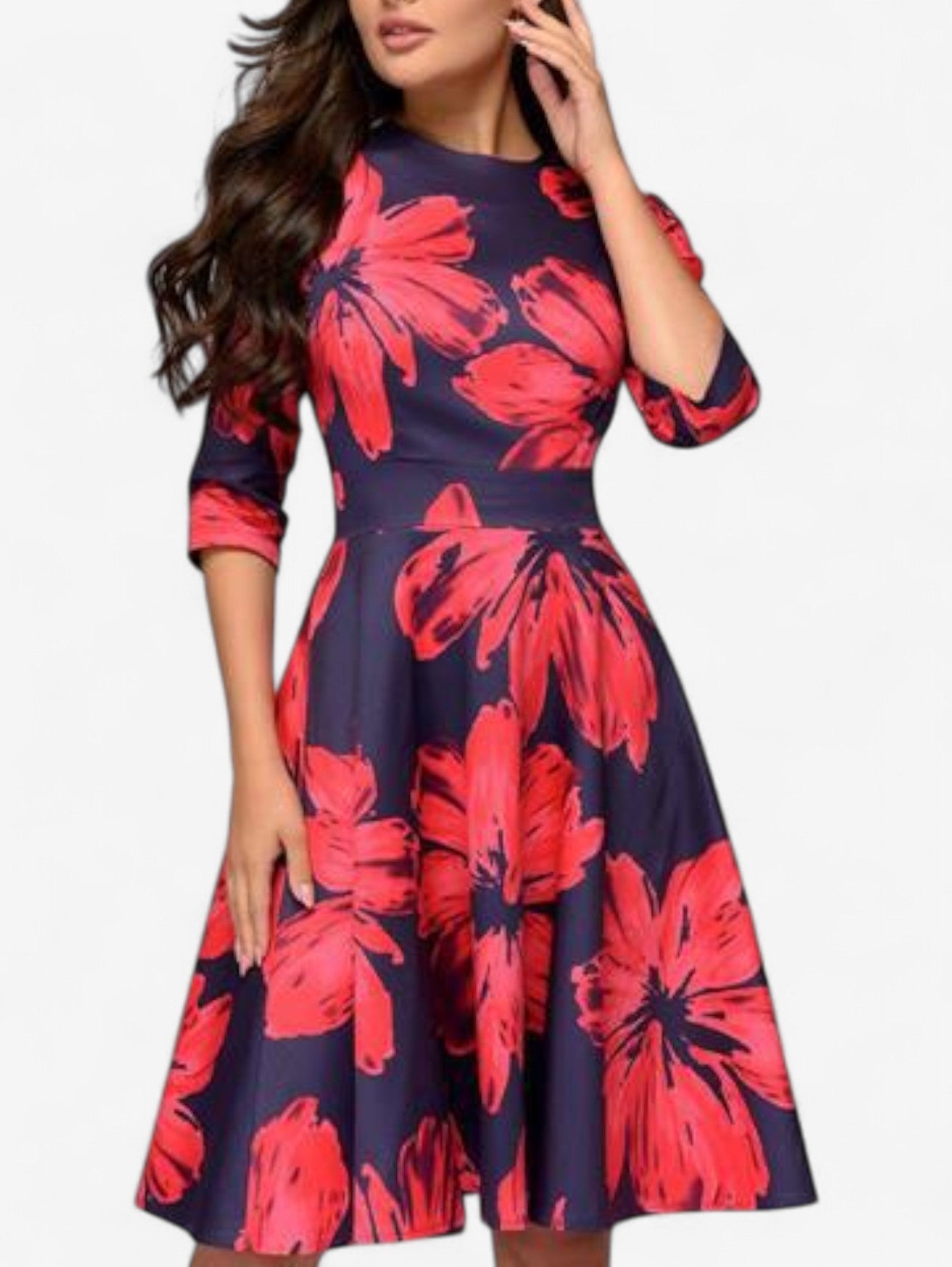 Jada | Women’s Summer Wedding Guest Formal Floral Midi Dress