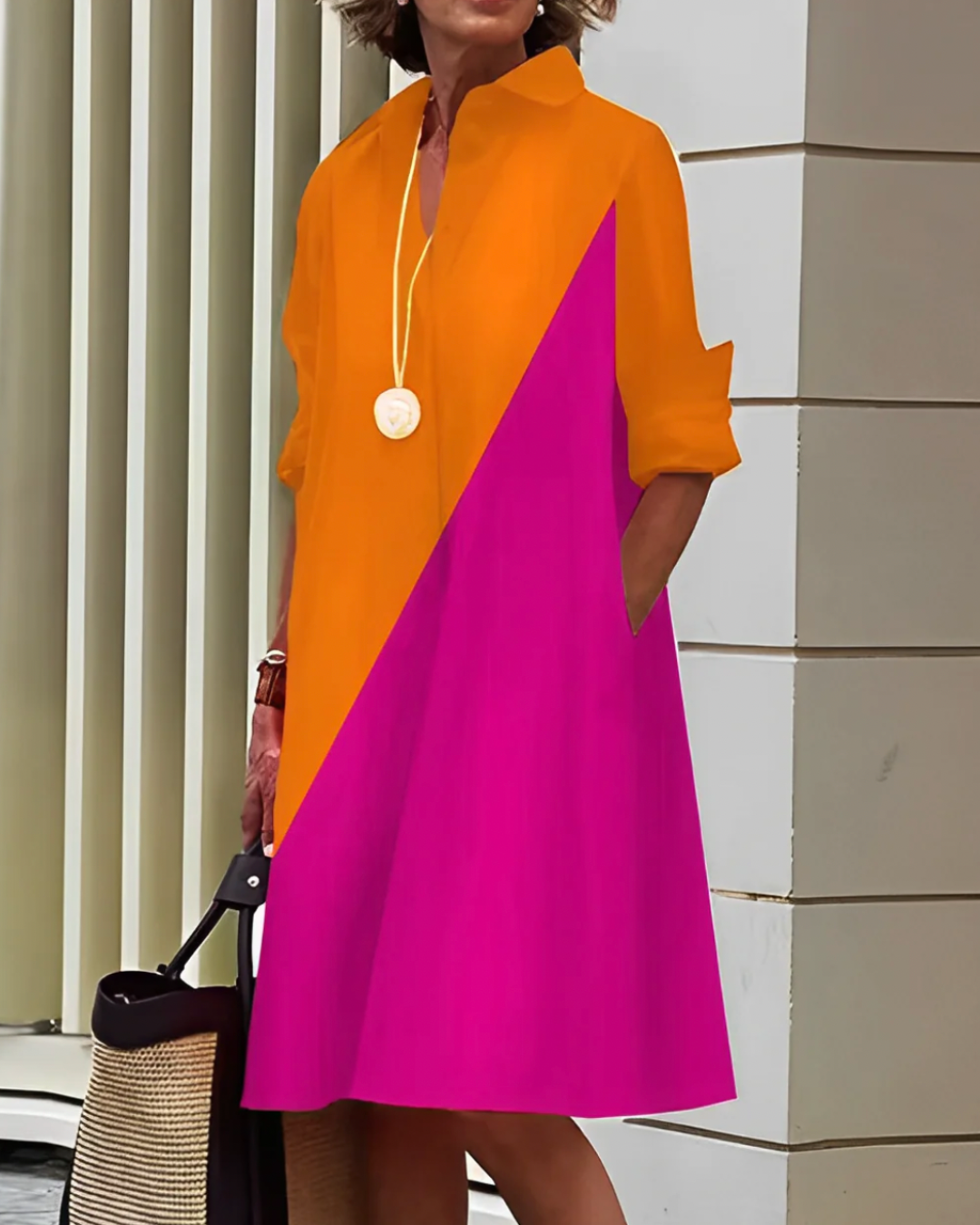 Jada | Women's Casual Shirt Collar Midi Dress