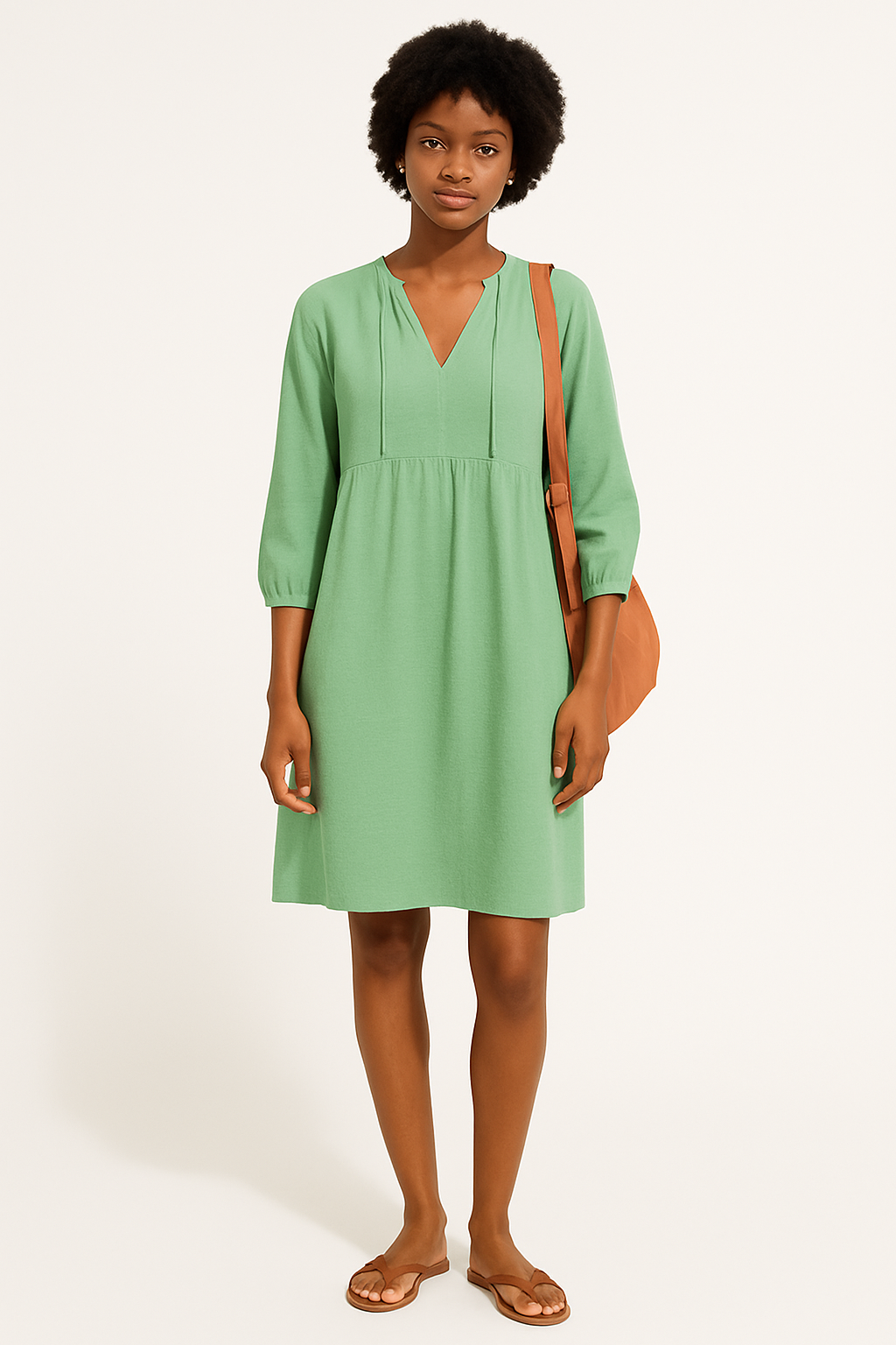 Jada | Women's Modest V Neck Smock Dress