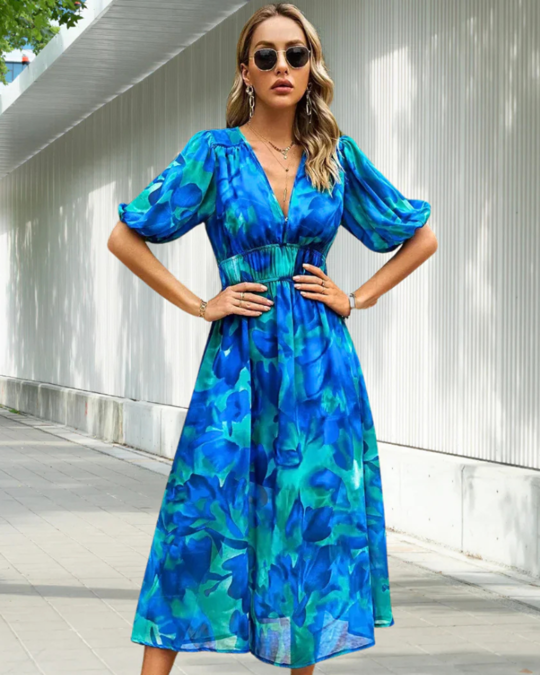 Jada | Women's V Neck Wedding Guest Wrap Maxi Dress
