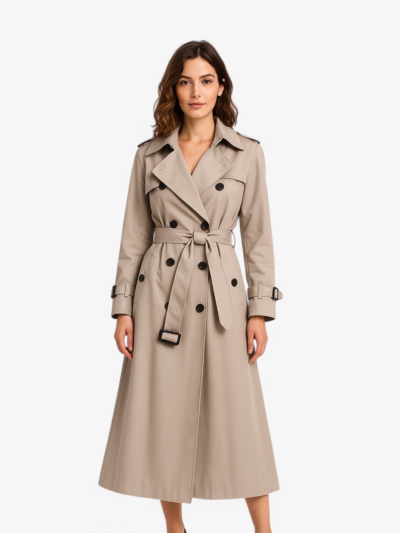 Jada | Women's Classic Vintage Slim Trenchcoat Coat with Adjustable Belt