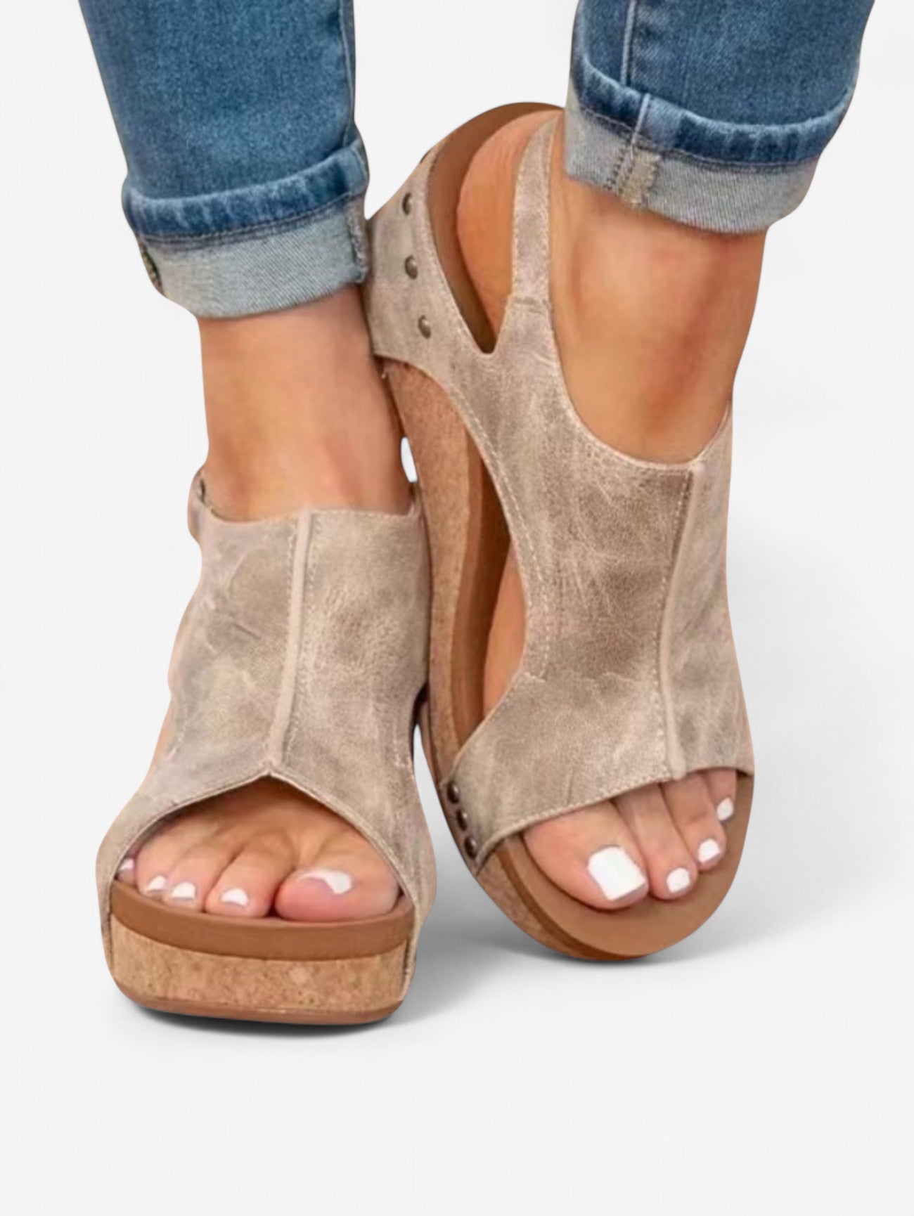 Jada | Women's Platform Wedge Sandals Slip On Summer Shoes