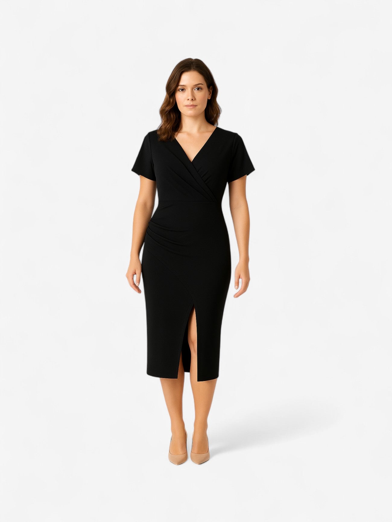 Jada | Women's Formal Wedding Guest Split Bodycon Midi Dress