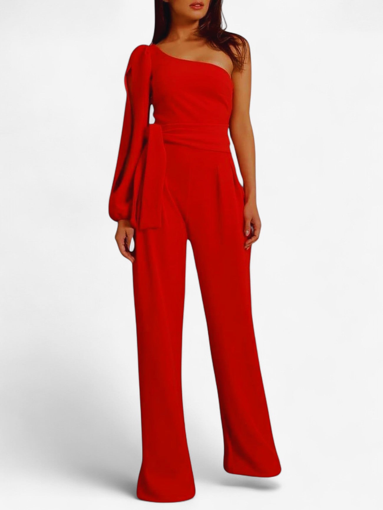 Jada | Women's One Shoulder Long Sleeve Wide Leg Jumpsuit