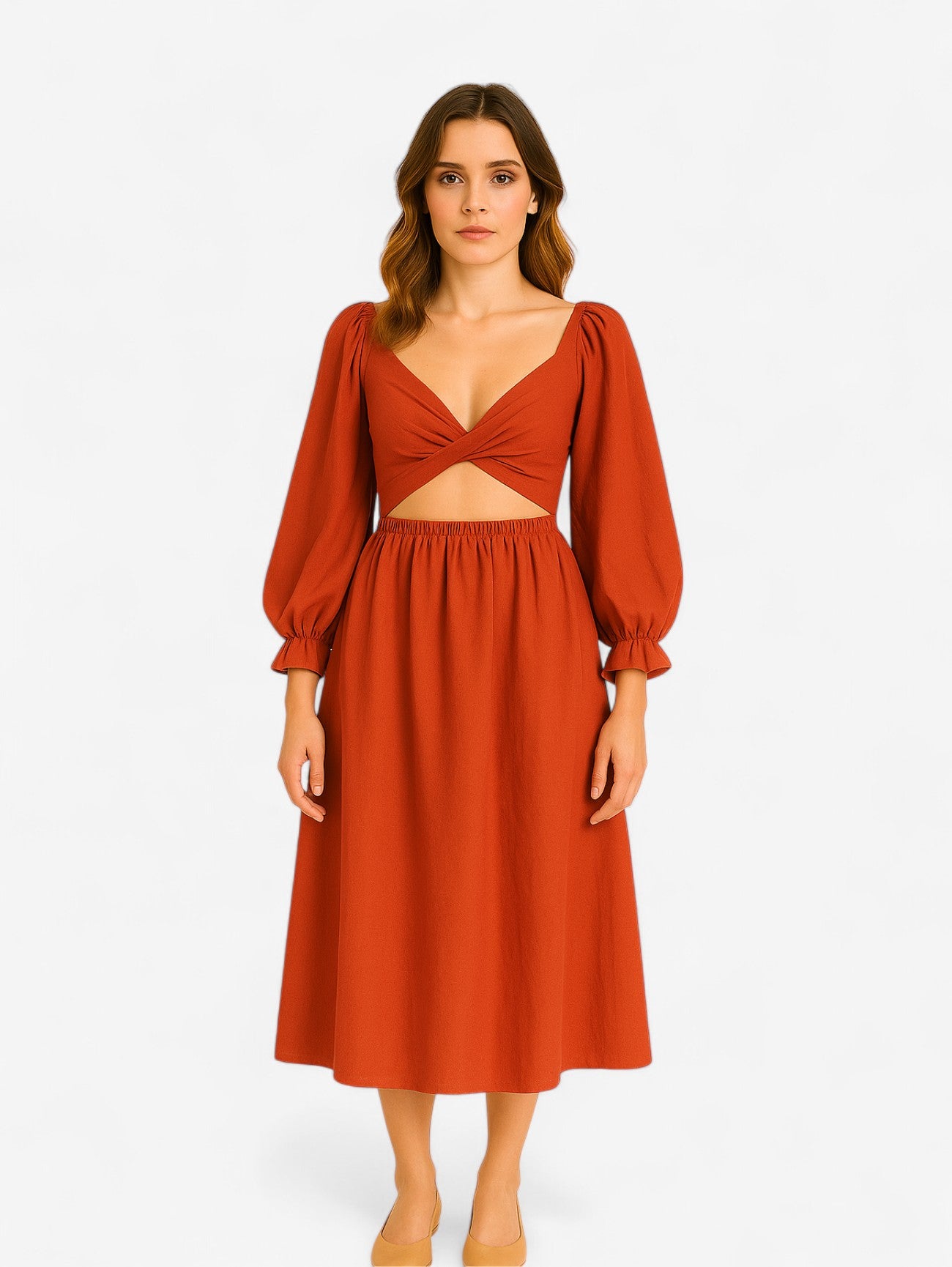 Jada | Women's Wrap Cutout Maxi Dress with Smocked Waist