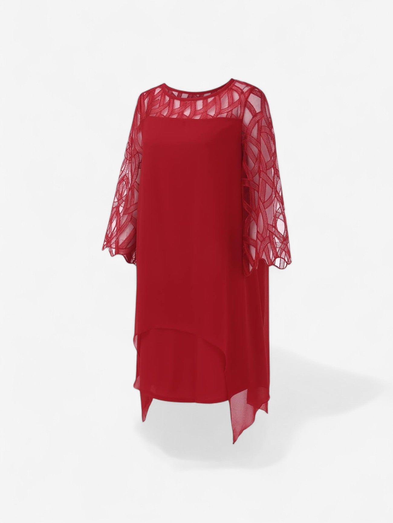 Jada | Women's Elegant Plus Size Layered Sleeve Midi Dress
