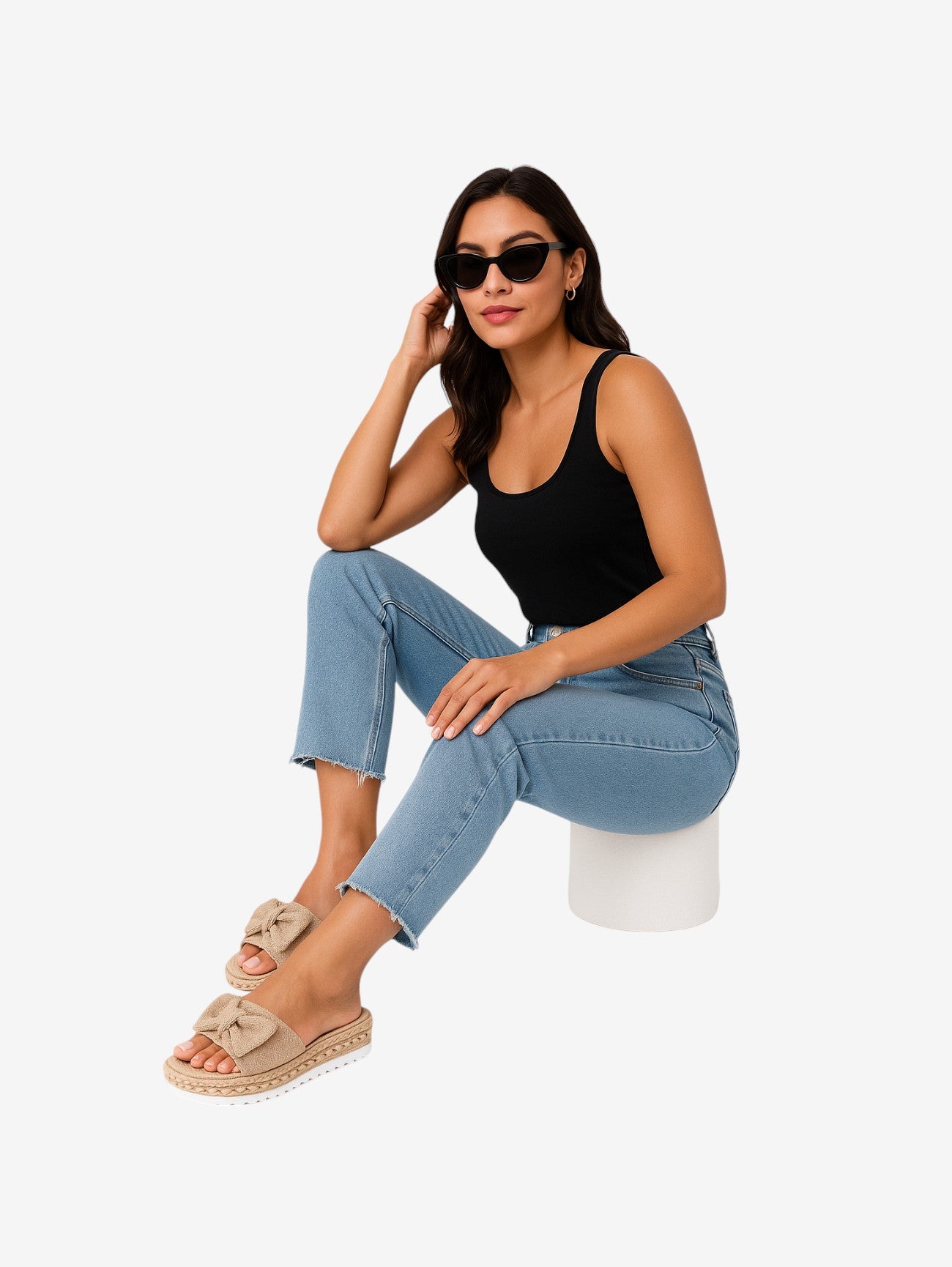 Jada | Women's Summer Slip On Platform Wedge Sandals with Bow Detail