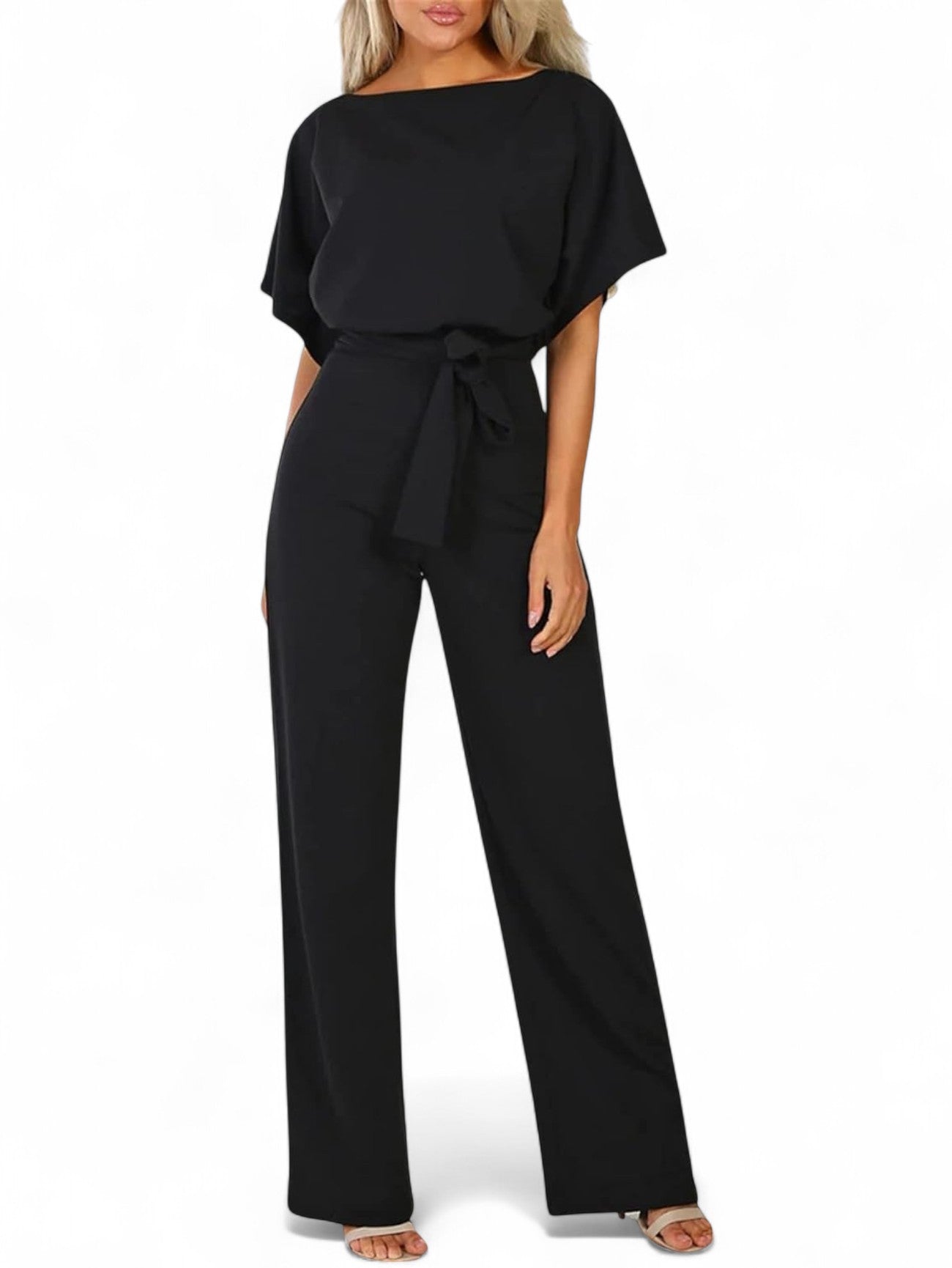 Jada | Women's Elegant Short Sleeve Wide Leg Jumpsuit